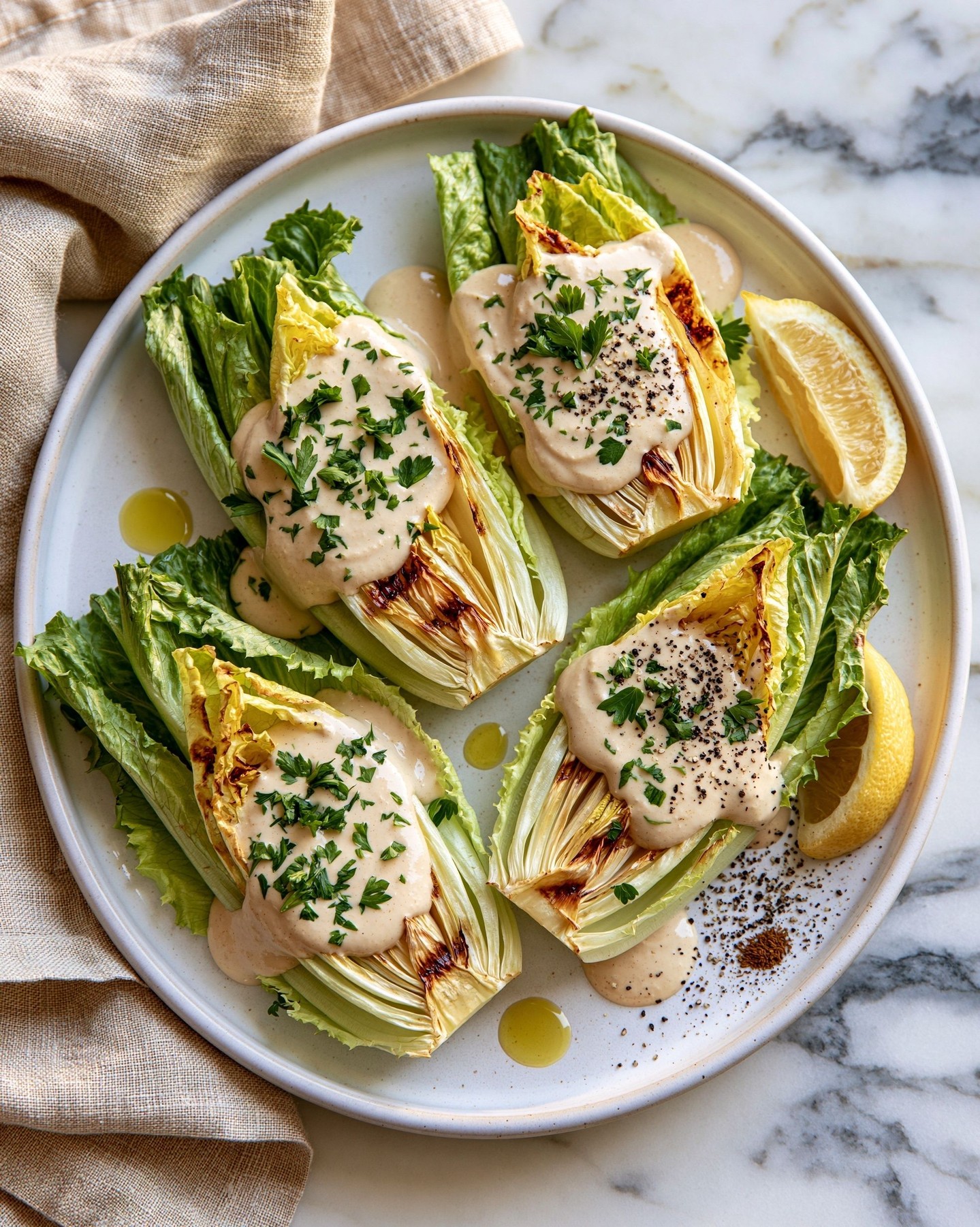 🥬🍋 Grillowana sałata rzymska z sosem tahini ✨
Jeśli do tej pory sałata trafiała u Ciebie tylko do sałatek, może czas to zmienić? Na skutek grillowania staje się delikatna, lekko chrupiąca - pokazuje swoje nowe oblicze. W połączeniu z kremowym sosem tahini i cytryną tworzy ciekawy dodatek do dań z grilla albo lekką kolację. 🌿Składniki na 2 porcje:🥬 2 małe sałaty rzymskie
🥬 1 łyżka oliwy z oliwek
🥬 1 ząbek czosnku, przeciśnięty przez praskę
🥬 1/4 łyżeczki kminu rzymskiego (jeśli bardzo lubisz - dodaj pół łyżeczki)
🥬 sól i świeżo mielony pieprzSos:🥬 2 łyżki tahini
🥬 1 łyżka soku z cytryny
🥬 1–2 łyżki wody
🥬 1 łyżeczka ksylitolu (lub cukru/syropu klonowego, jeśli używasz)
🥬 szczypta soli
🥬 1 łyżka posiekanej natki pietruszki1️⃣ Każdą sałatę rzymską przekrój wzdłuż na pół, pozostawiając głąb, aby liście się nie rozpadły.
2️⃣ Wymieszaj oliwę z czosnkiem, kminem rzymskim, solą i pieprzem. Posmaruj sałaty.
3️⃣ Grilluj na dobrze rozgrzanej patelni grillowej lub grillu przez około 3–4 minuty z obu stron, aż będzie lekko przypieczona, a środek pozostanie delikatnie chrupiący.
4️⃣ W miseczce wymieszaj tahini, sok z cytryny, wodę, ksylitol i sól. Dodaj natkę pietruszki i dokładnie wymieszaj.
5️⃣ Na każdy talerz wyłóż po dwie połówki grillowanej sałaty, polej sosem i skrop dodatkowo sokiem z cytryny.
.
.
.
#szybkaprzemiana #grill #salatarzymska #dieta #menopauza